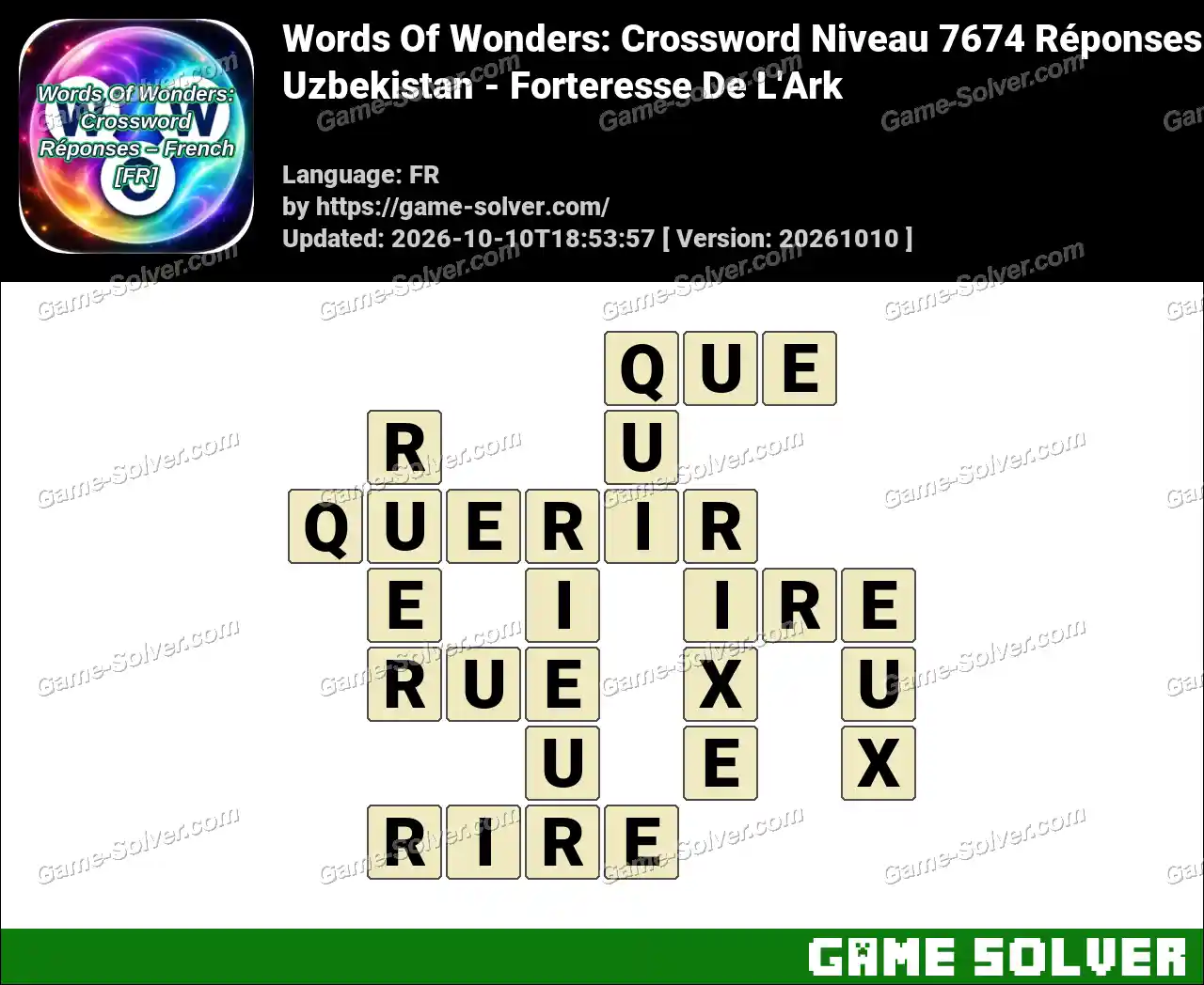 Words Of Wonders: Crossword Niveau 7674 Réponses – Uzbekistan – Forteresse De L’Ark